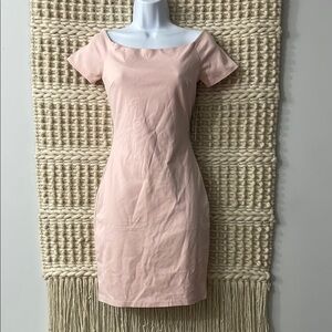 lulu’s Me oh my blush pink off shoulder bodycon dress size S